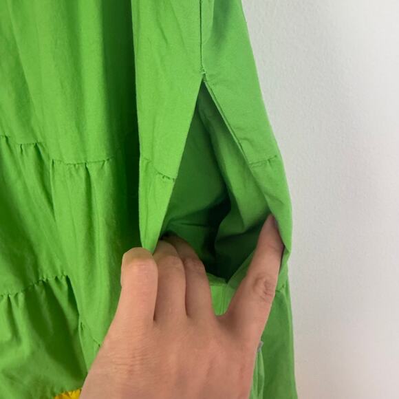 Donna Morgan Womens Colorblock Short Sleeve V-Neck Green/Yellow Maxi Dress US 4 - Picture 7 of 11